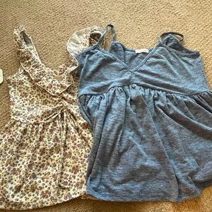 [BUNDLE] Floral and Blue Sleeveless Tops, Size S